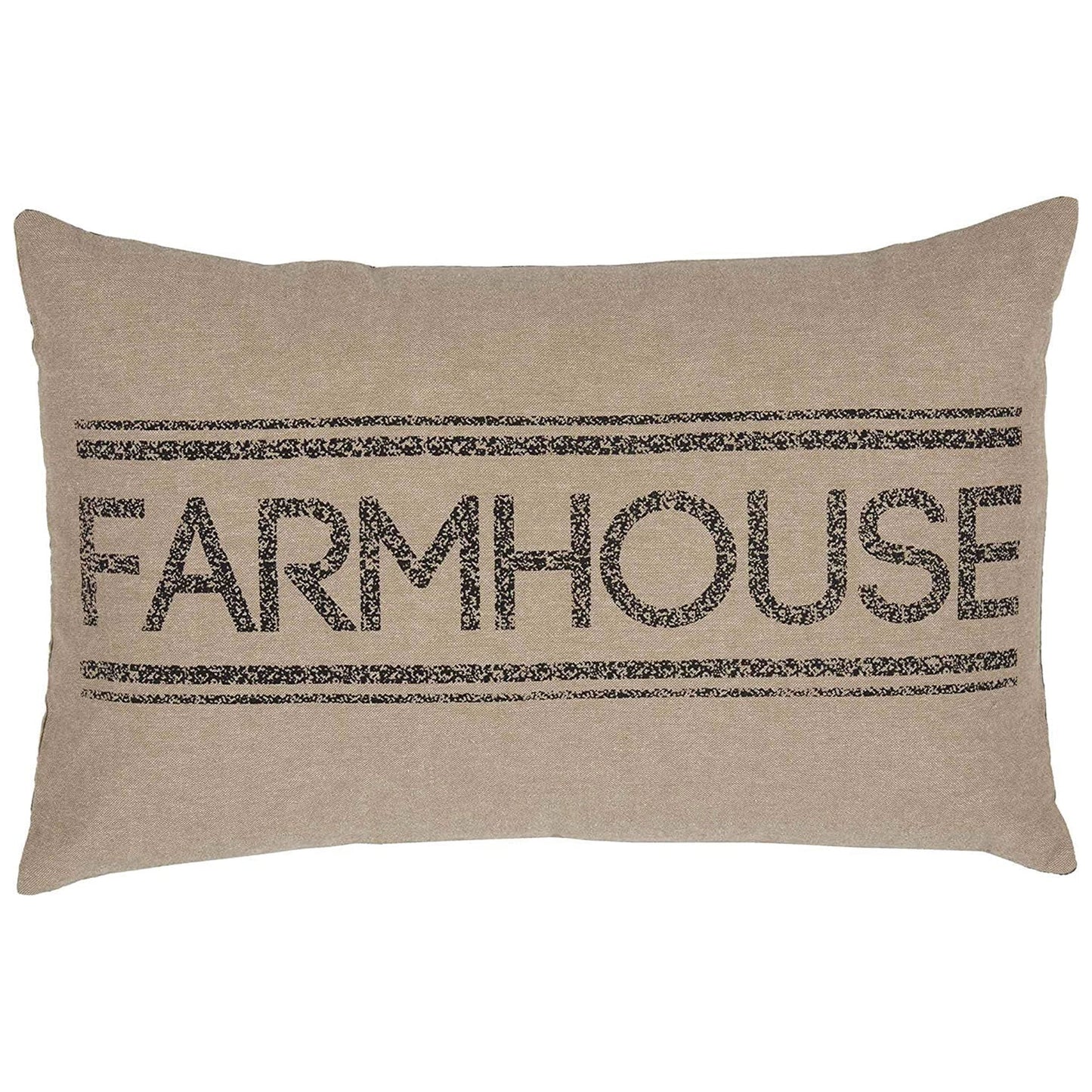 Sawyer Mill Text Chambray Cotton Farmhouse Appliqued Pillow 22X14 Filled Bedding Accessory, 1 Count (Pack of 1), Family Charcoal